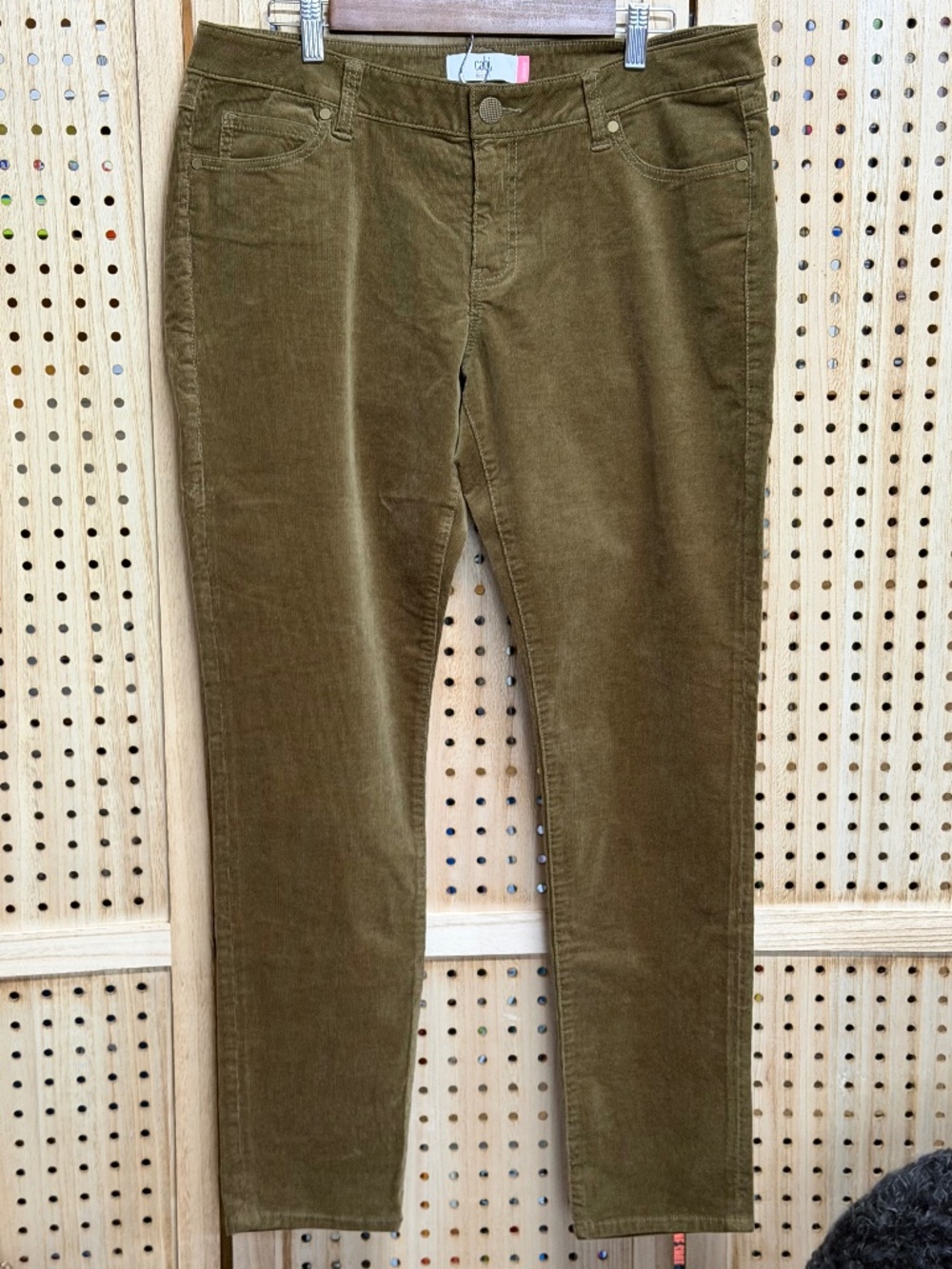 Cabi #3197 Skinny Cord Umber Brown Stretch Corduroy Pants Size 14